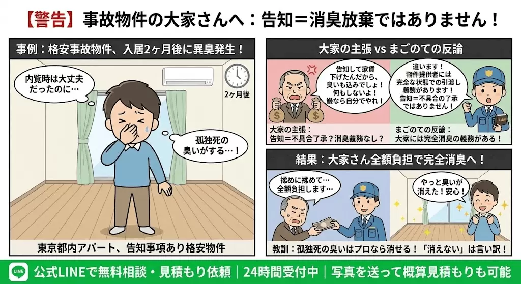 孤独死臭の残留は完全な瑕疵に該当