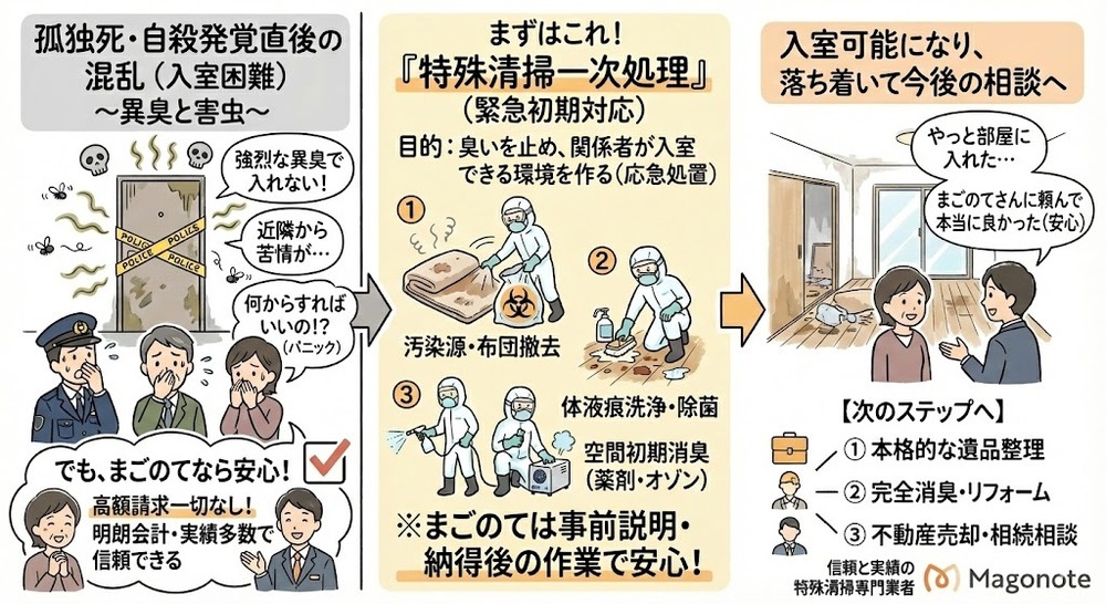 孤独死や自殺！大至急消臭と特殊清掃