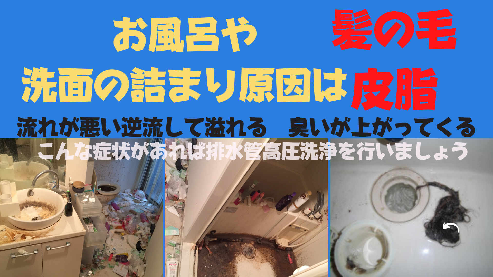 油ではなく脂が蓄積するトイレやお風呂 もうひとつ衝撃的な事実は油ではなく脂も蓄積します。 わかりやすく漢字を使い分けましたが上記は食品の油です、ここで書いてるのは人の体からでる脂です。お風呂で毎日体を洗います、そうすると微量ながら皮脂が溶けて流れます(だからお風呂場には皮脂汚れがあるのです)これも食品油と同じくチリツモで毎日排水管を汚し固まって堆積するのです。 トイレも同じです。 人の排泄物にも脂が含まれます、ダイエットをしたことがある方はおわかりだと思いますが脂肪を燃焼させるって表現しますね。ではその燃焼した脂肪はどうなるか?まさか本当に燃えている体内脂肪は見たことがありません。そうです、排泄物と一緒に流れていくのです、ですからトイレからの汚水管でもキッチンのような油の塊がでてくるのはそのためです。 排水管は見えないけどかなり汚れている、だから定期的な洗浄が必要という意味がおわかりいただけると思います。排水管高圧洗浄は屋内だけなら15000円です(高圧洗浄のみの場合は2万円~)東京23区近辺なら本日の施工も可能です、どうぞご検討ください。