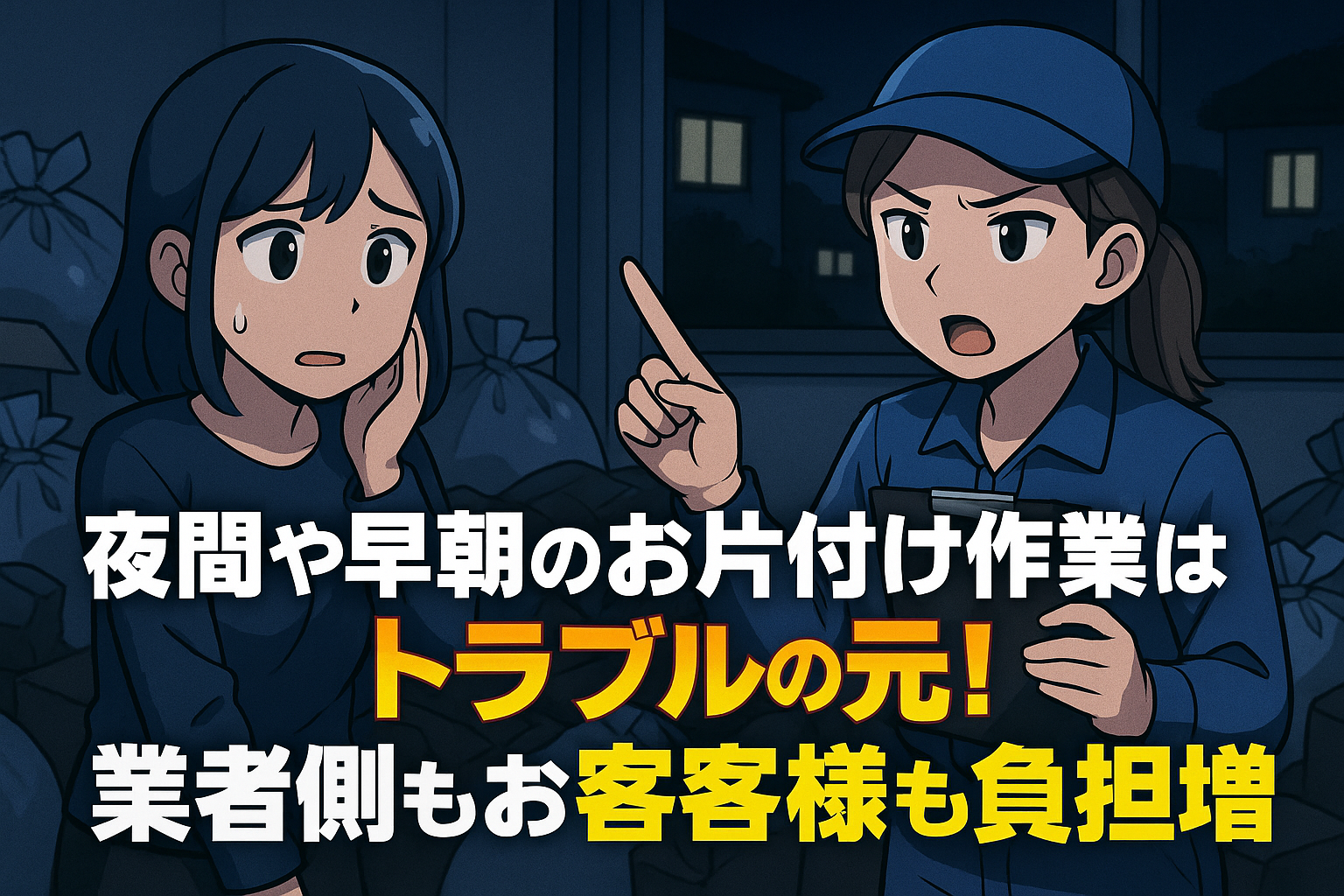 ゴミ屋敷片付けの夜間作業について