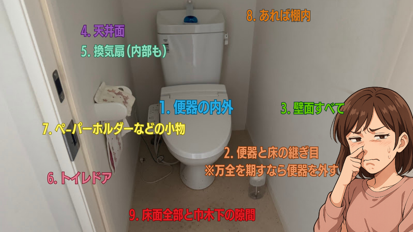 消臭のための清掃場所
