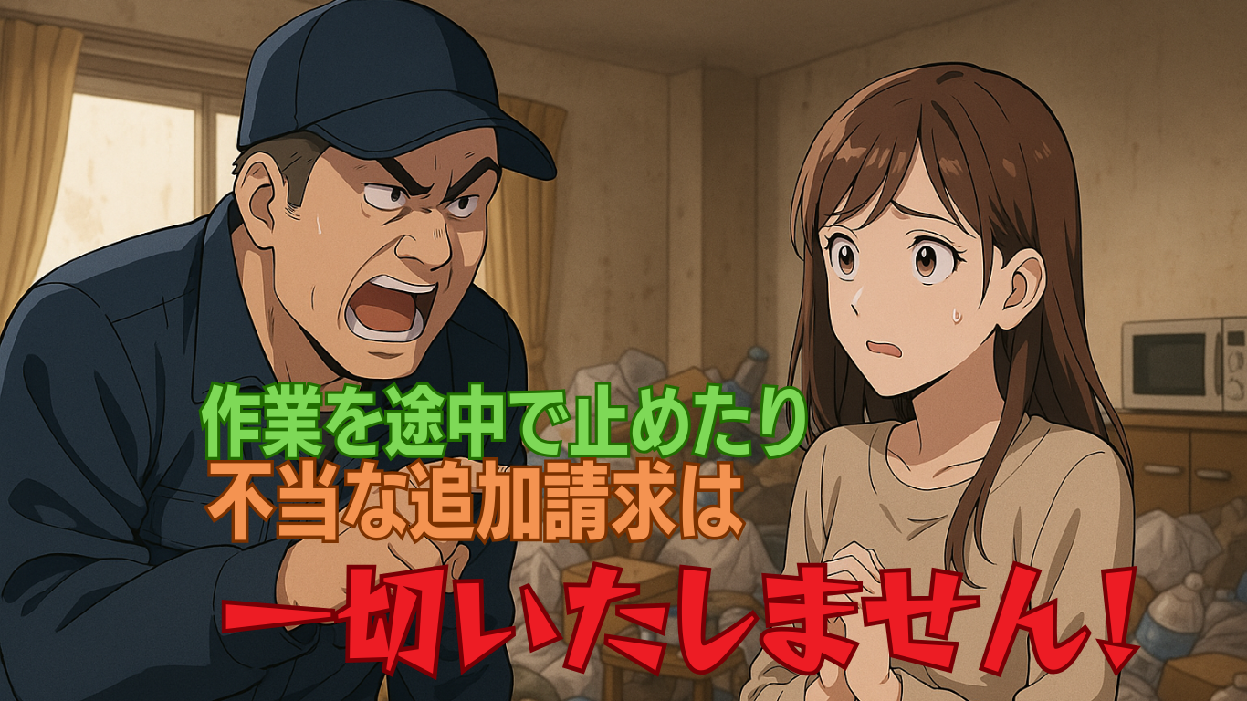 追加請求や作業の途中放棄はいたしません
