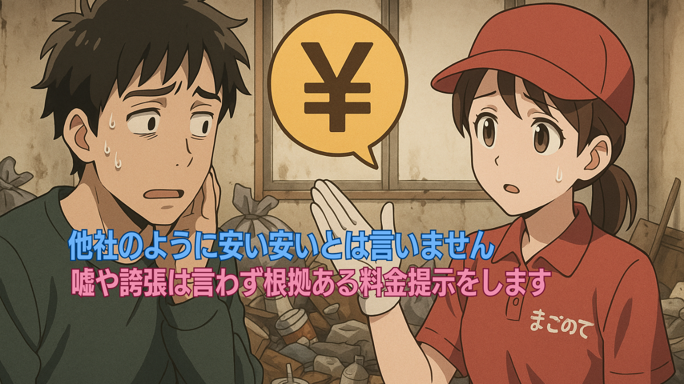 まごのては正直に正確にお片付け料金を提示します