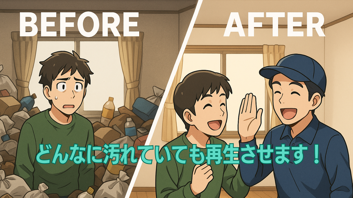 ゴミ屋敷片付け後の部屋の再生に執念を燃やすまごのて