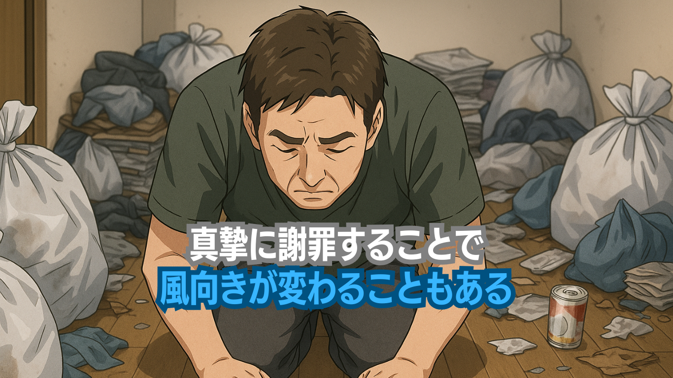 ゴミ屋敷化させたことには謝罪