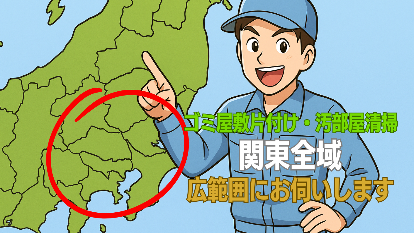 ゴミ屋敷のハウスクリーニングは東京、関東エリア広範囲に対応します