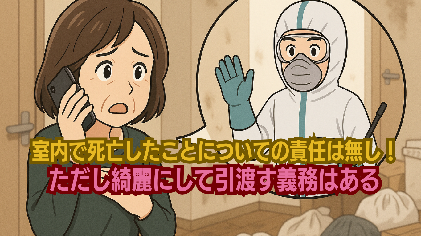 孤独死が起きた部屋でも綺麗にして引渡す義務がある