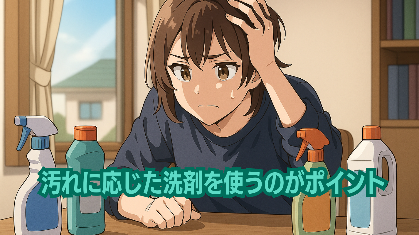 汚れに適合した洗剤を使うのがポイント