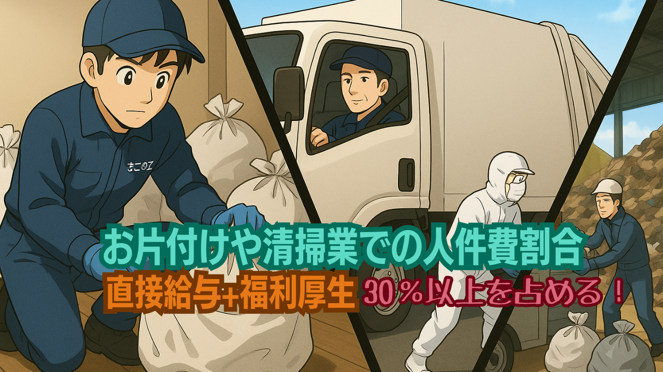 ゴミ屋敷片付けや遺品整理は労働集約産業なので人件費率は高い