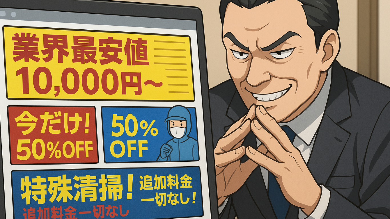 大安売りの特殊清掃業者は信用してはいけない