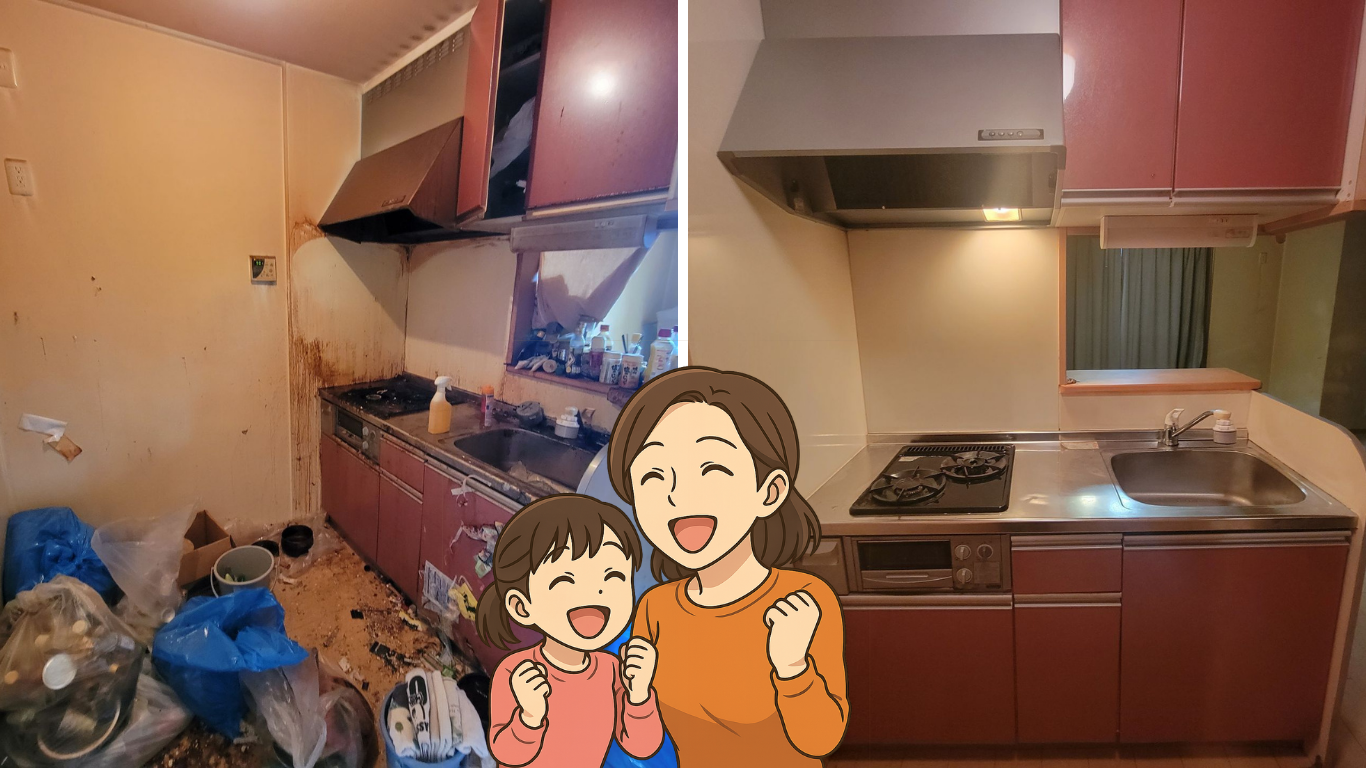 汚れたキッチンのクリーニング
