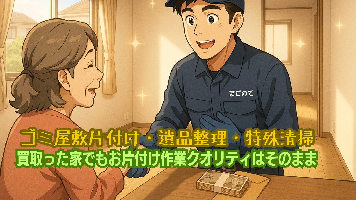 買取った後もまごのてクオリティの遺品整理を行います