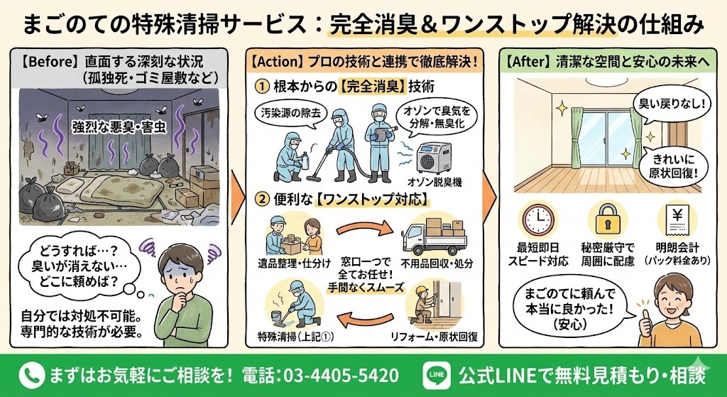 孤独死の特殊清掃の順序とご依頼方法