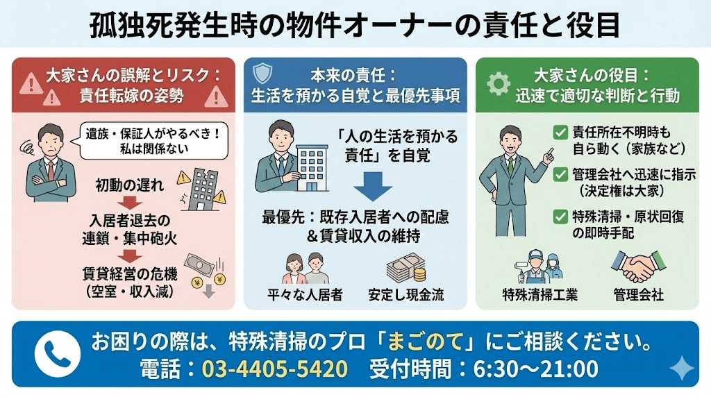孤独死発生時の物件オーナーの責任と役目