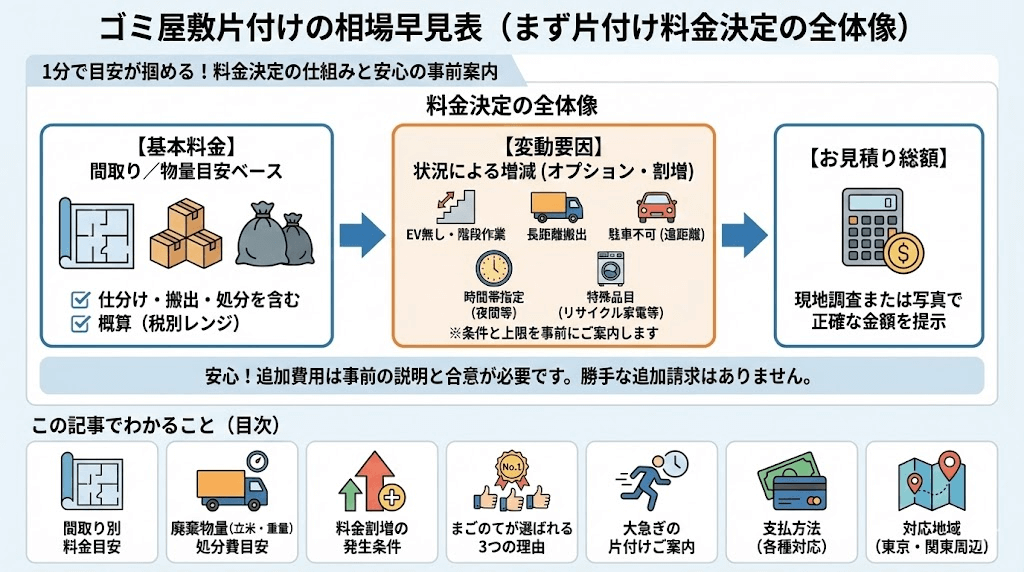 ゴミ屋敷片付け料金の決まり方