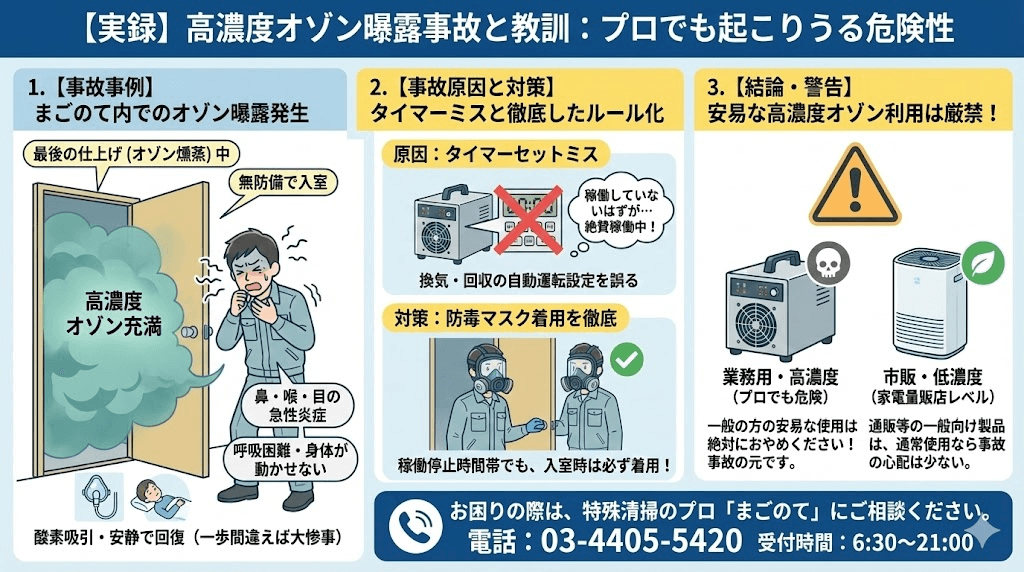 オゾンは有害物質ですので誤った使用方法は事故の元