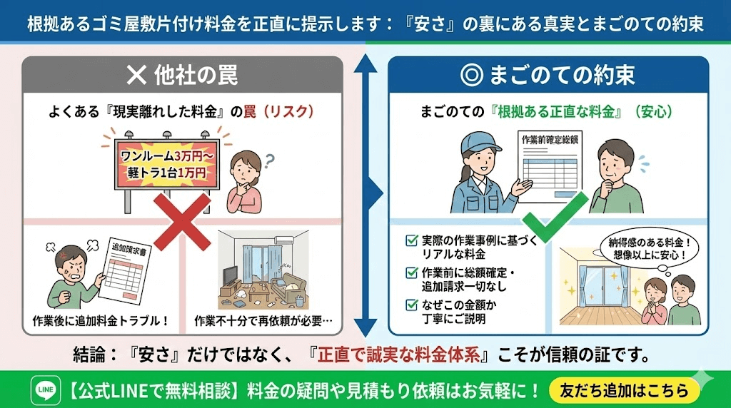 正直なお片付け料金をお伝えします