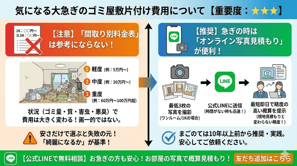 ゴミ屋敷の片付け見積もりは写真三枚あればOK