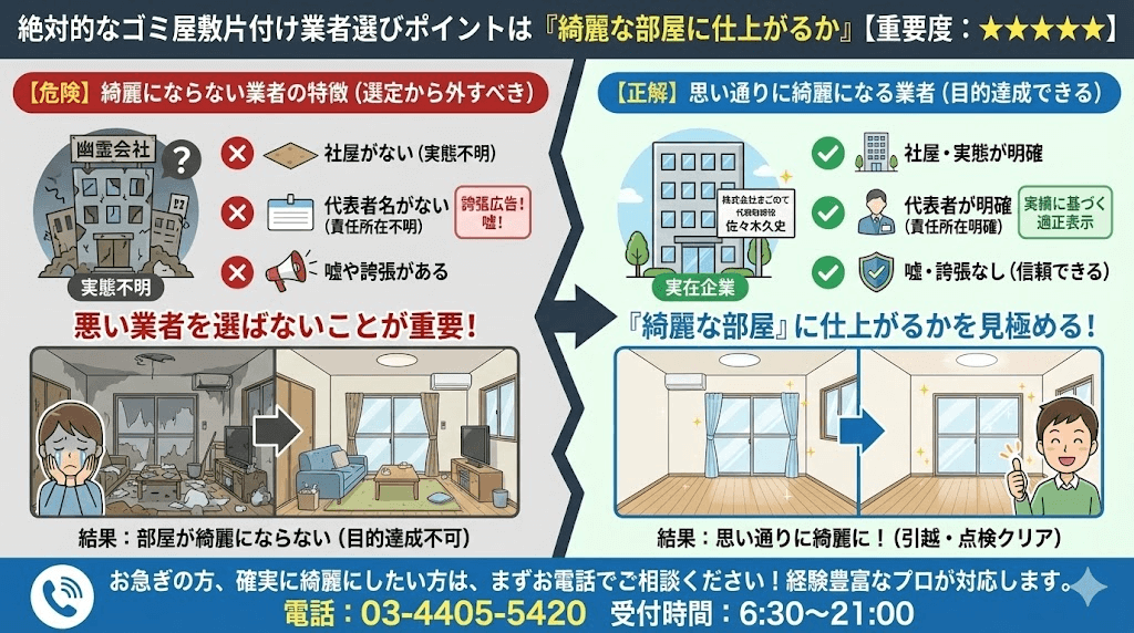 大至急のゴミ屋敷片付けは部屋が綺麗になるかだけを見極める