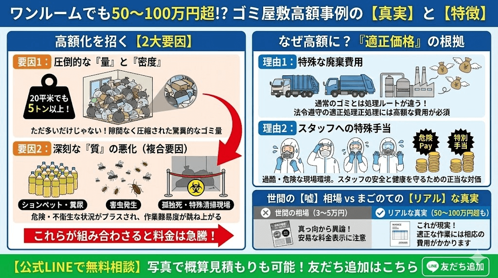 ワンルームゴミ屋敷片付けリアルな支払金額