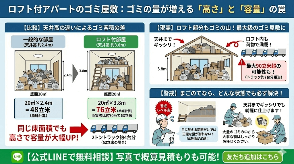 ロフトがあるだけでゴミの量は1.8倍!