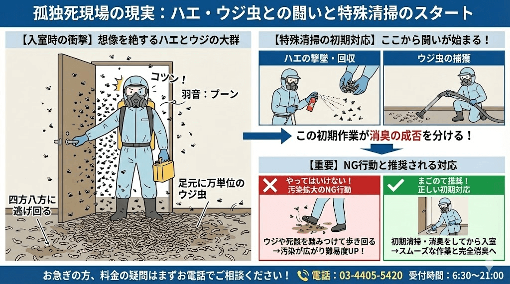 孤独死現場のウジ