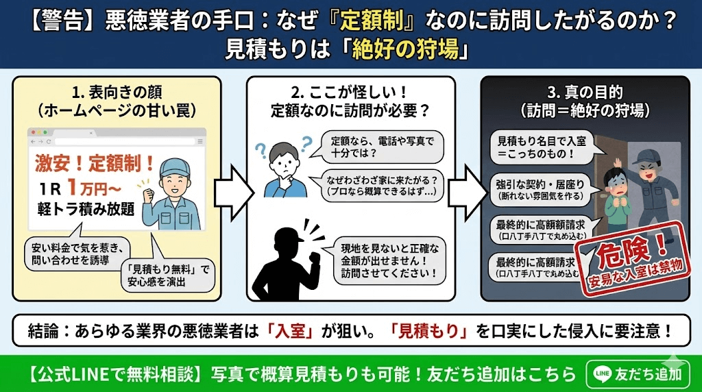 見積もり名目で家に入りたがる悪徳片付け業者