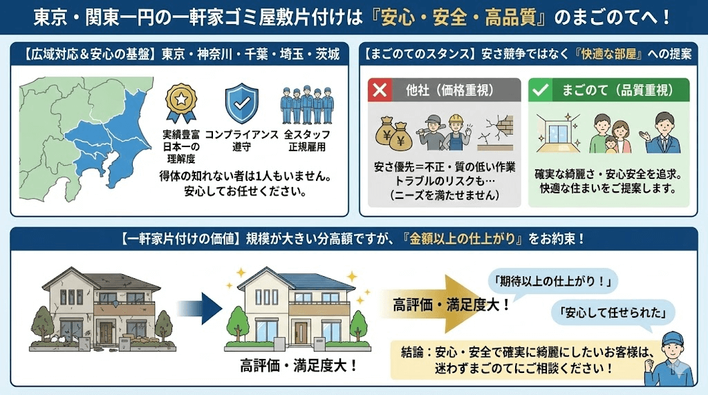 東京・関東圏の一軒家ゴミ屋敷はまごのてが安くて安心