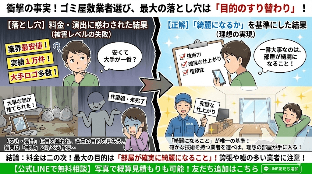 嘘つきゴミ屋敷業者では部屋は綺麗にならない