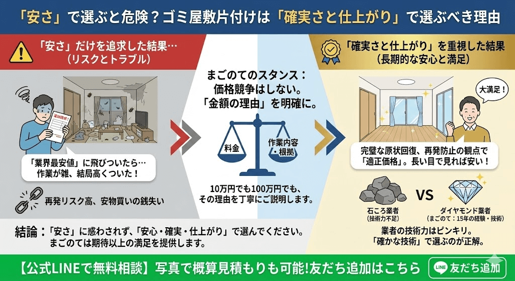 ゴミ屋敷や汚部屋のLINEお手軽見積もりはこちら