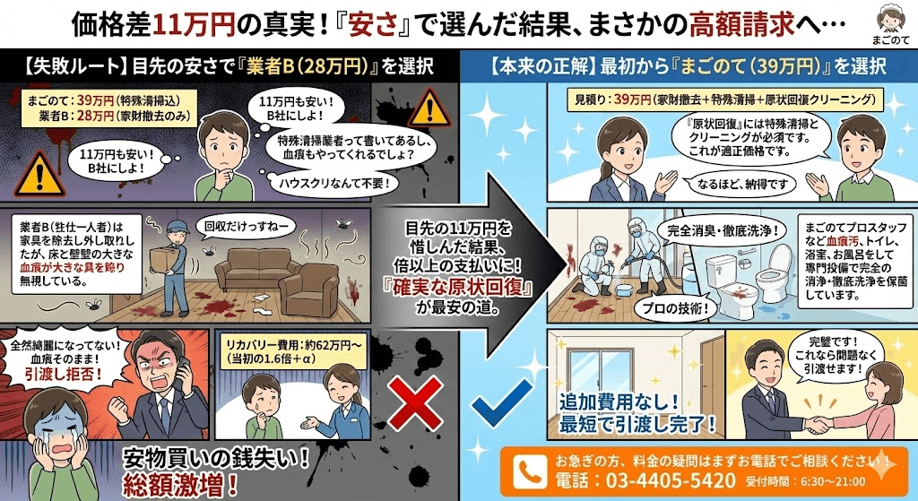 特殊清掃で「安い」と飛びついて上手くいった例は皆無