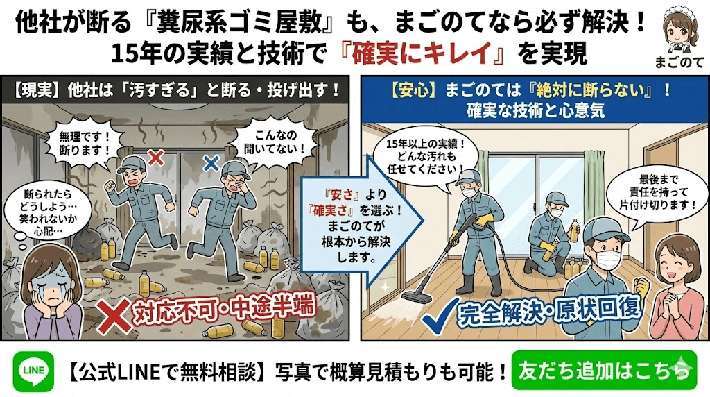 ゴミ屋敷や汚部屋のLINEお手軽見積もりはこちら