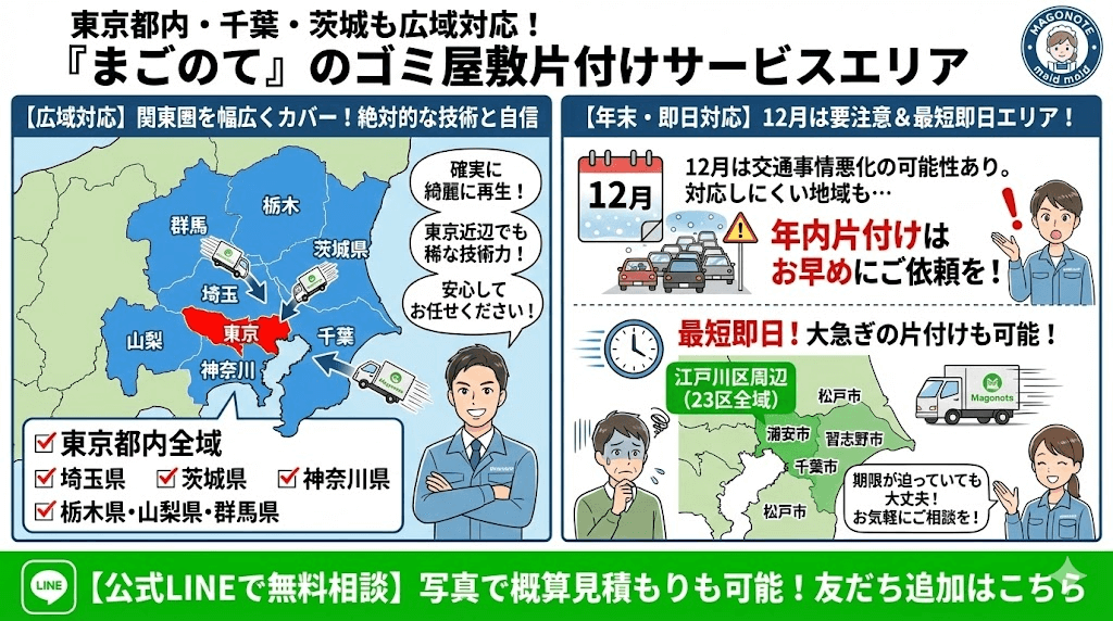 東京近辺のゴミ屋敷片付け業者で確実に綺麗になる「まごのて」