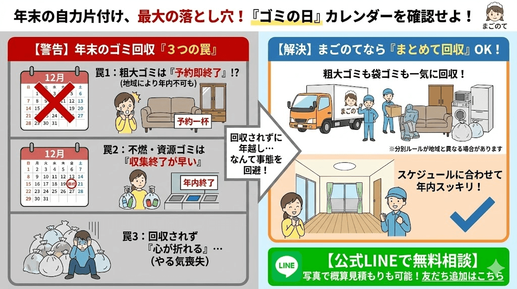 ゴミ回収締め切り日に注意