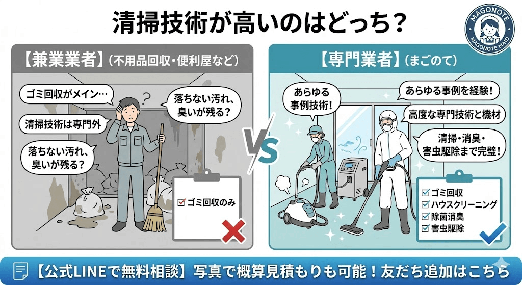 不用品回収業者とゴミ屋敷片付け業者どっちがいい?