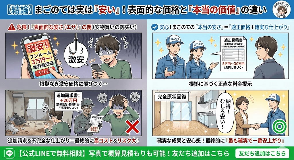 ゴミ屋敷片付けで本当の安いを実感できるまごのて