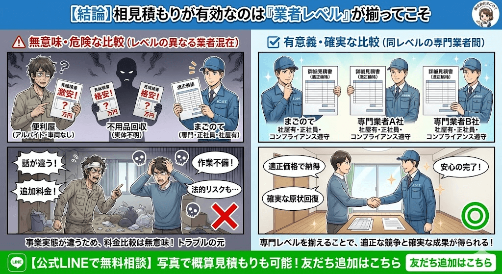相見積もりで片付け料金を下げる