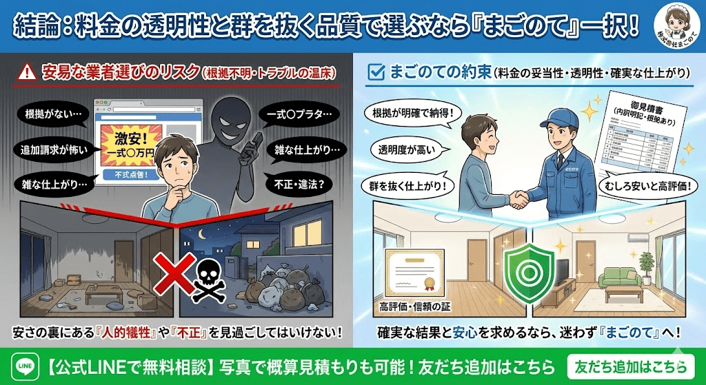 部屋のお片付け依頼の不安を事前に払拭できるのはまごのてだけ