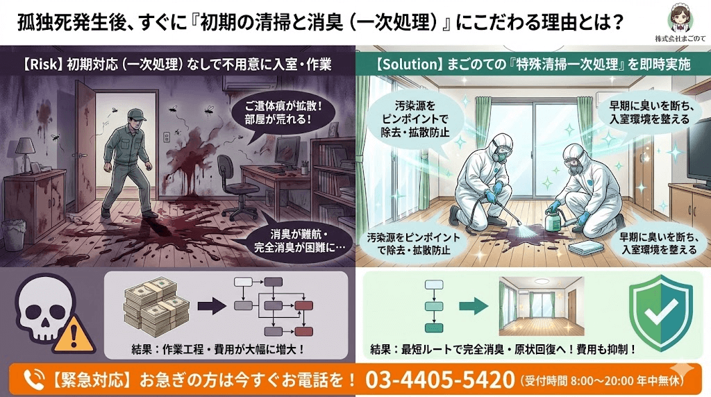 未処理だと孤独死現場が荒れる