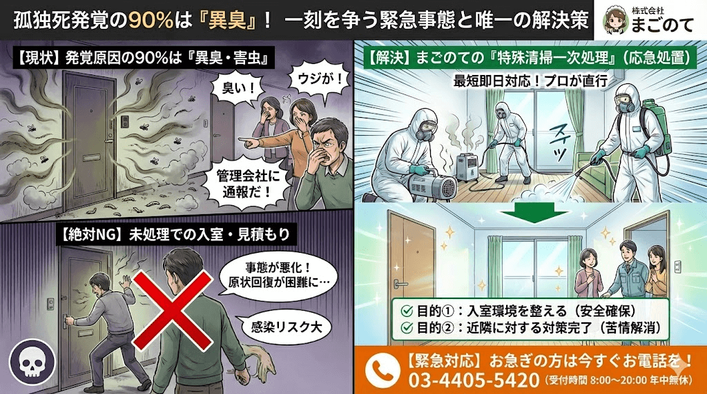 孤独死の発覚原因一位は異臭から