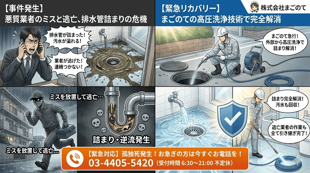 まごのては排水管高圧洗浄の装備も保有しています