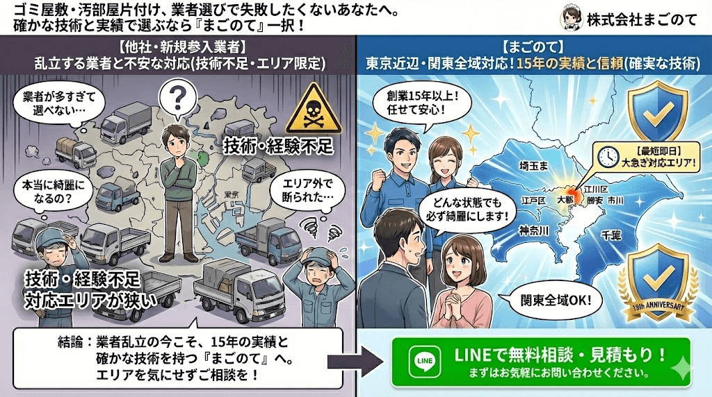 東京エリア関東全域汚部屋清掃いたします