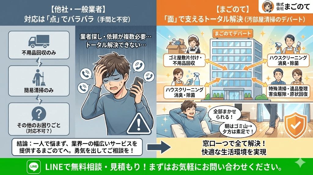 ゴミ屋敷や汚部屋のLINEお手軽見積もりはこちら