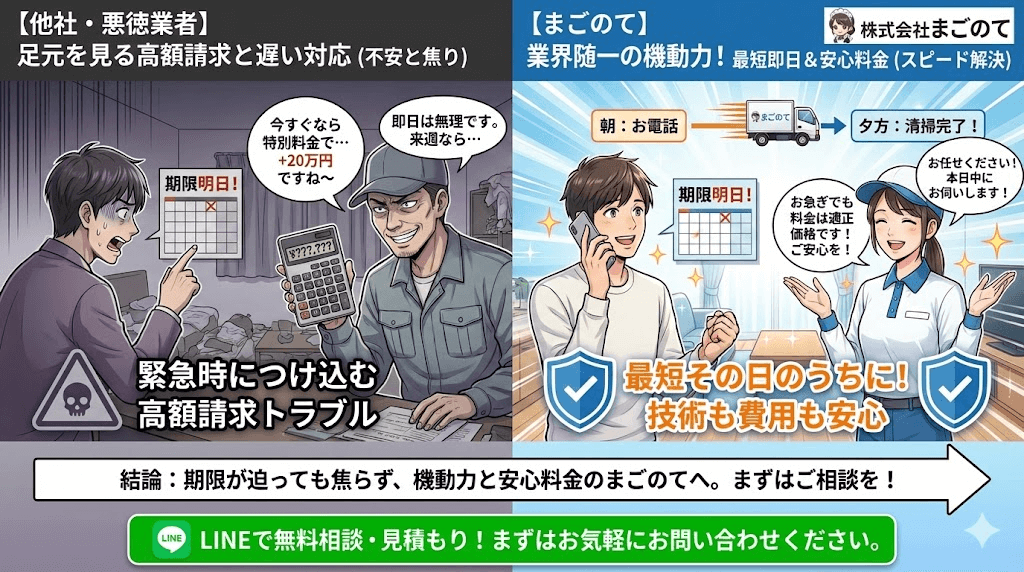 大急ぎのゴミ屋敷片付けでも完璧に仕上げるまごのて