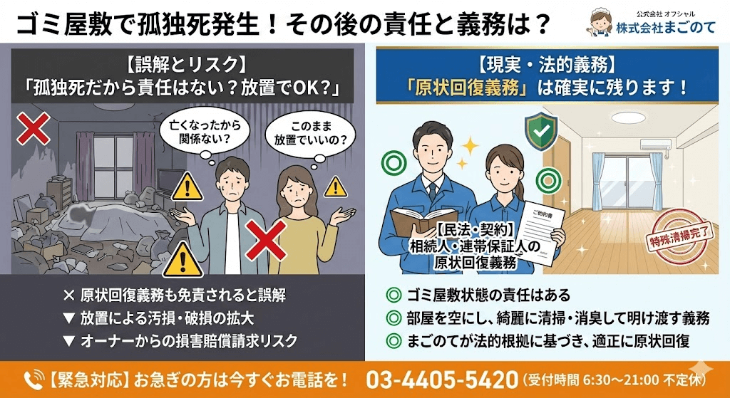 孤独死が起きた部屋でも綺麗にして引渡す義務がある