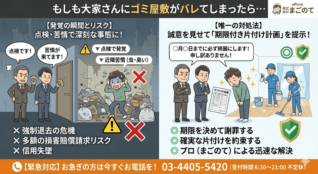 ゴミ屋敷がバレたら謝り倒す