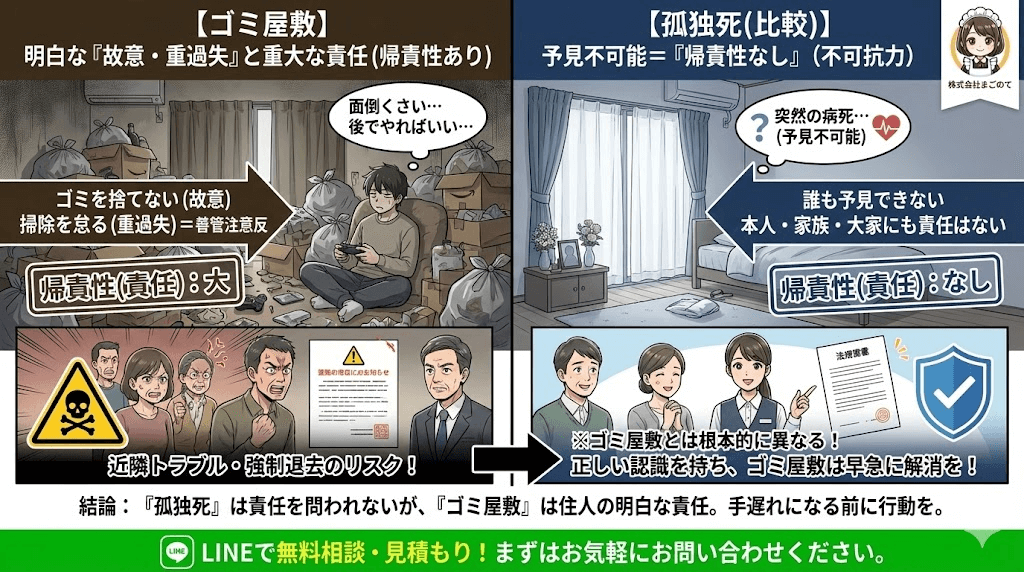 賃貸アパートでゴミ屋敷は重過失