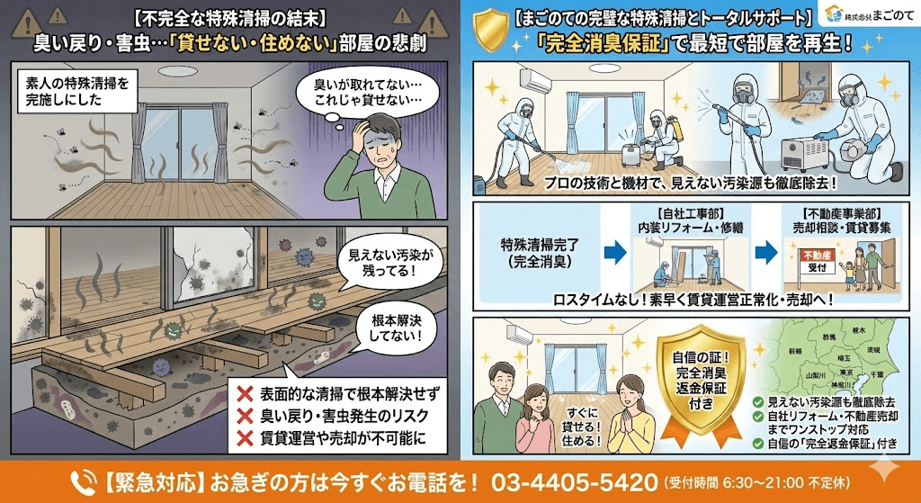 完璧な特殊清掃をする東京のまごのて