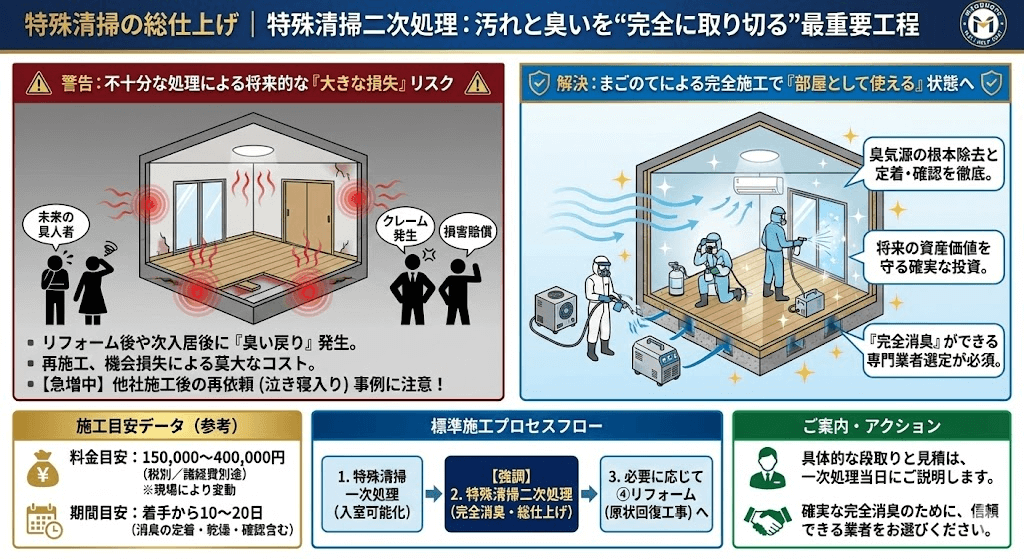 どんな小さな汚れも見逃さない特殊清掃二次処理