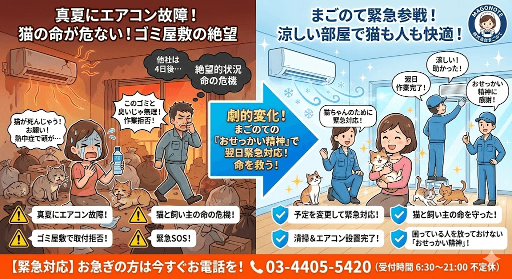 真夏にエアコンが故障したゴミ屋敷